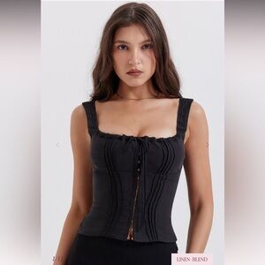 HOUSE OF CB 'Chicca' Black Open Clasp Top NWOT size M (D/E Fuller Cup)